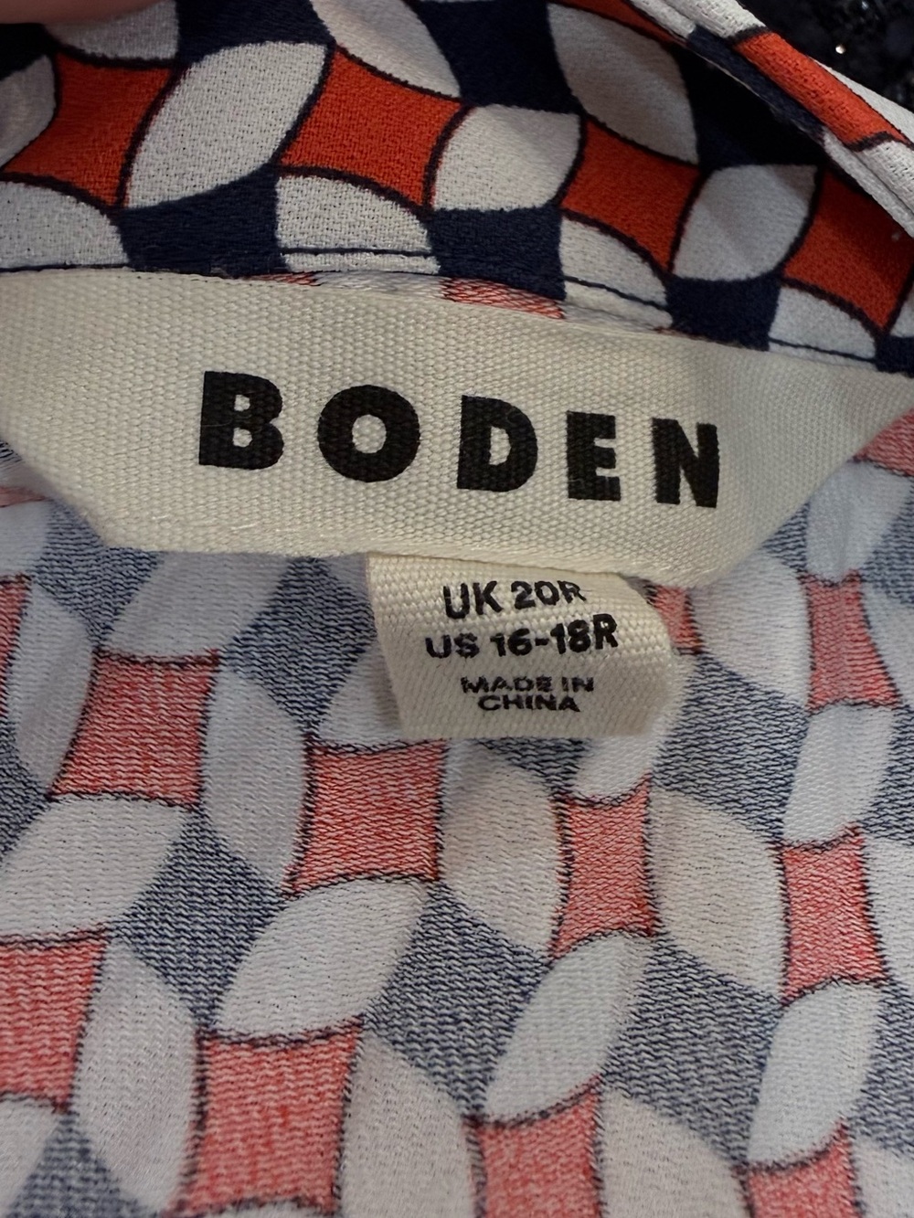 Boden Pleated Geometric Midi Skirt in  Orange Navy & White - Picture 8 of 9
